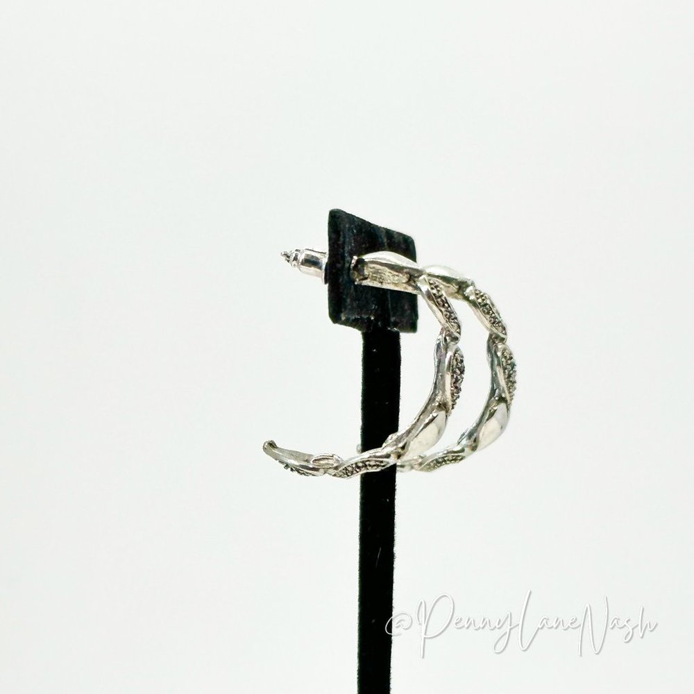 Vintage Silver Plated Multi-Heart C Hoop Earrings - Picture 3 of 8